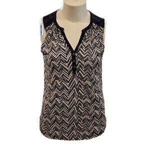 [Lucky Brand] 2 Tone Half Button Sleeveless Top - Size L